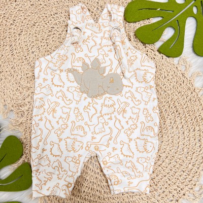  Jardineira Nózinho - Baby Dino - Mostarda e Off White